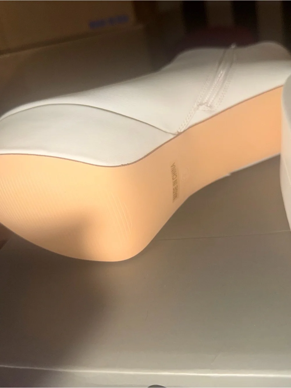 White Platform Block Heel Ankle Boots